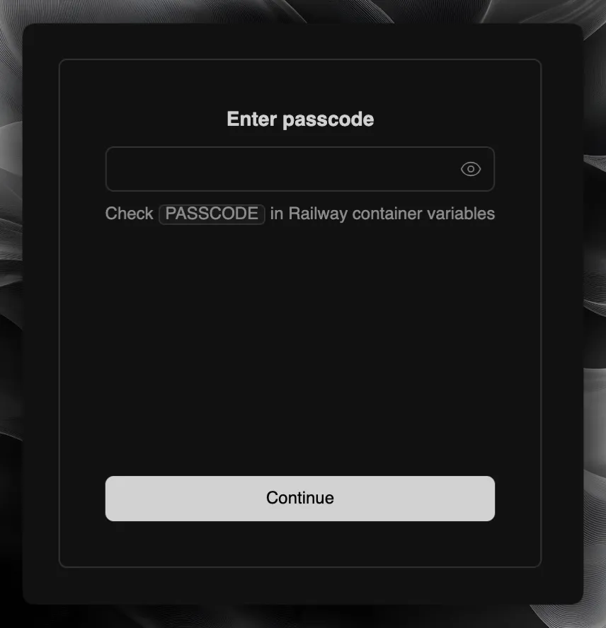 Drizzle Studio 访问码提示，并提醒在 Railway 容器变量中查看 PASSCODE